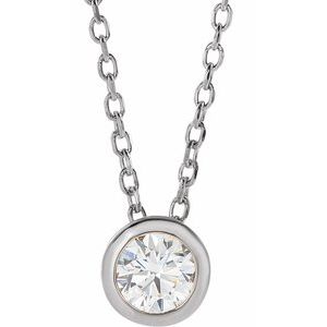 14K White 1/6 CT Natural Diamond Bezel-Set 16-18 Necklace