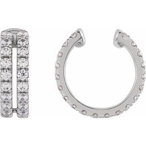 14K White 1/2 CTW Lab-Grown Diamond Ear Cuff