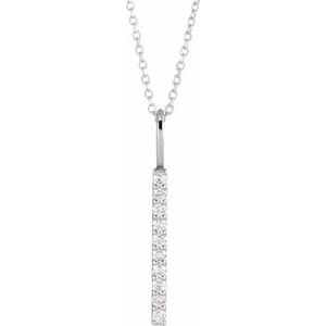 14K White 1/6 CTW Lab-Grown Diamond Vertical Bar 16-18" Necklace