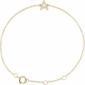 14K Yellow 1/10 CTW Natural Diamond Initial A 6-7 Bracelet