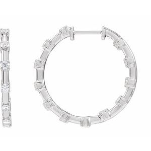 14K White 1 CTW Lab-Grown Diamond Inside-Outside 25.1 mm Hoop Earrings