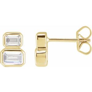 14K Yellow 1 CTW Lab-Grown Diamond Two-Stone Stud Earrings