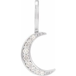 14K White .07 CTW Natural Diamond Crescent Moon Charm/Pendant