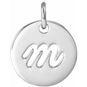 Sterling Silver Script Initial M Pendant