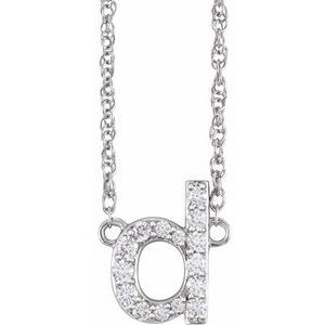 14K White 1/8 CTW Natural Diamond Lowercase Initial D 16 Necklace
