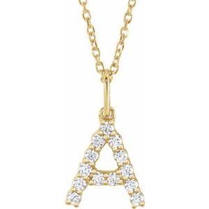 14K Yellow 1/5 CTW Lab-Grown Diamond Initial A 16-18 Necklace