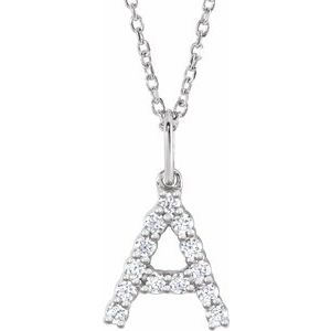 14K White 1/5 CTW Lab-Grown Diamond Initial A 16-18 Necklace