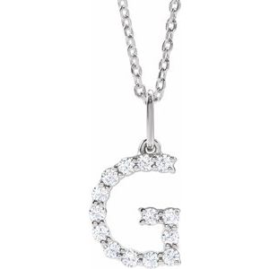 14K White 1/5 CTW Lab-Grown Diamond Initial G 16-18 Necklace