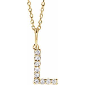 14K Yellow 1/8 CTW Lab-Grown Diamond Initial L 16-18 Necklace