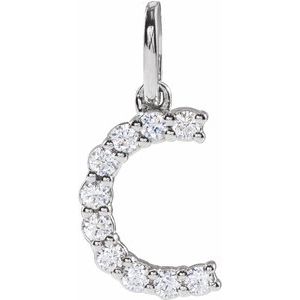 14K White 1/6 CTW Lab-Grown Diamond Initial C Pendant
