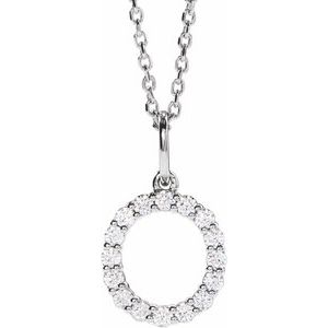 14K White 1/4 CTW Lab-Grown Diamond Initial O 16-18 Necklace