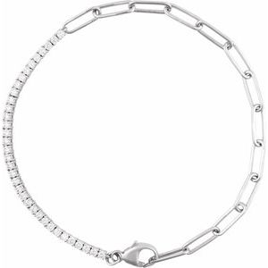 14K White 1 CTW Natural Diamond Line 7 1/2 Bracelet