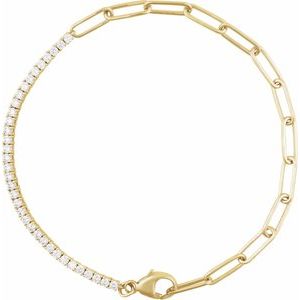 14K Yellow 1 CTW Natural Diamond Line 7 1/2 Bracelet