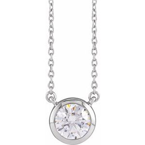 14K White 1 CTW Lab-Grown Diamond Adjustable 16-18 Necklace