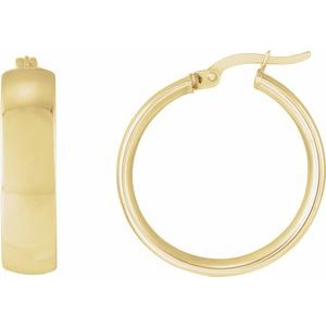 14K Yellow 20 mm Tube Hoop Earrings