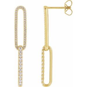 14K Yellow 1/2 CTW Lab-Grown Diamond Elongated Link Earrings