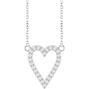14K White 1/6 CTW Natural Diamond Heart 18 Necklace