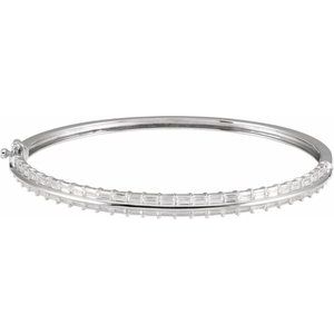 14K White 2 1/6 CTW Lab-Grown Diamond 7 Bangle Bracelet
