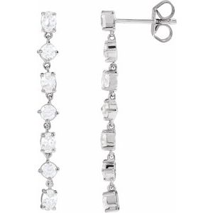14K White 1 1/5 CTW Lab-Grown Diamond Dangle Earrings