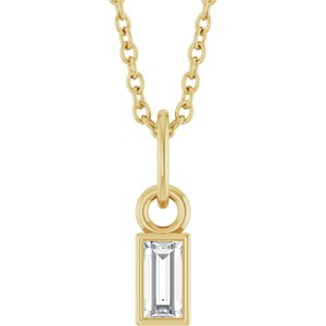 14K Yellow 1/10 CT Natural Diamond Bezel-Set 16-18" Necklace