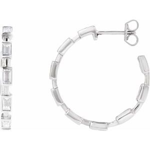 14K White 1 1/4 CTW Lab-Grown Diamond 24.5 mm Hoop Earrings