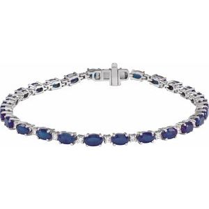 14K White Lab-Grown Blue Sapphire & 5/8 CTW Lab-Grown Diamond Line 7 Bracelet