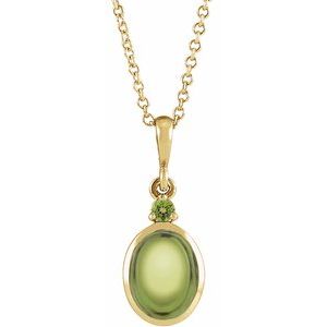 14K Yellow 8x6 mm Natural Peridot 16-18 Necklace