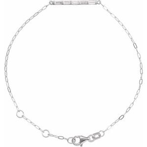 14K White 1/3 CTW Natural Diamond Five-Stone Bar 6-7 1/2 Link Bracelet