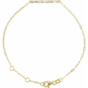 14K Yellow 1/3 CTW Natural Diamond Five-Stone Bar 6-7 1/2 Link Bracelet