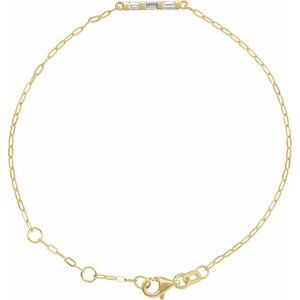 14K Yellow 1/6 CTW Natural Diamond Three-Stone Bar 6-7 1/2 Link Bracelet