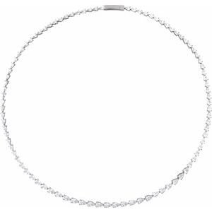 14K White 10 CTW Lab-Grown Diamond Line 16 Necklace