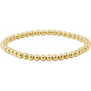 14K Yellow Gold-Filled 4 mm Elastic Bead 6 1/2 Bracelet