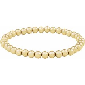14K Yellow Gold-Filled 5 mm Elastic Bead 6 1/2 Bracelet