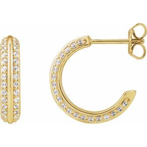 14K Yellow 5/8 CTW Natural Diamond Hoop Earrings