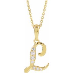 14K Yellow 1/10 CTW Natural Diamond Initial L 18 Necklace