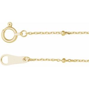 10K Yellow 1.7 mm Satellite Bead Cable 7" Chain