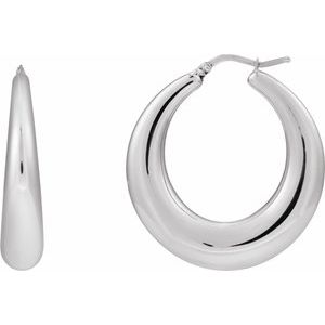 Sterling Silver 37.2 mm Electroform Puffed Hoop Earrings