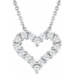 14K White 1/4 CTW Natural Diamond Heart 18 Necklace