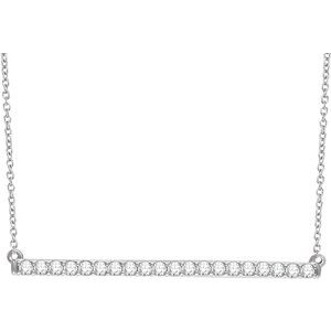 14K White 1/2 CTW Lab-Grown Diamond Bar 16-1" Necklace