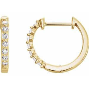 14K Yellow 1/5 CTW Natural Diamond Hinged 15.25 mm Hoop Earrings