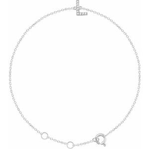 14K White .04 CTW Natural Diamond Initial L 6-7 Bracelet