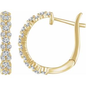 14K Yellow 5/8 CTW Natural Diamond Hoop Earrings