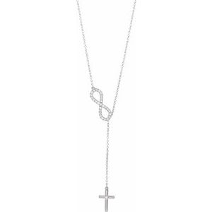 14K White 1/5 CTW Natural Diamond Infinity-Inspired Cross 18" Necklace