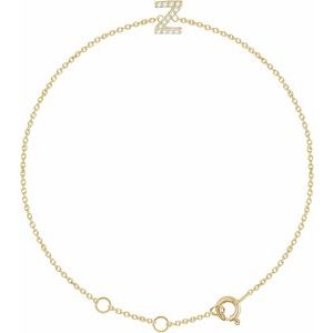 14K Yellow .06 CTW Natural Diamond Initial Z 6-7 Bracelet