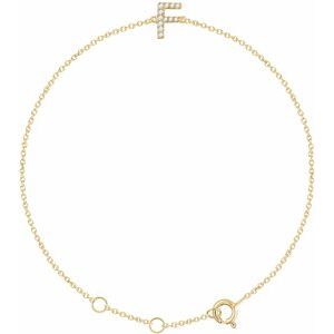 14K Yellow .05 CTW Natural Diamond Initial F 6-7 Bracelet