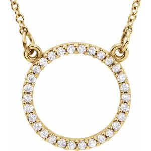 14K Yellow 1/8 CTW Lab-Grown Diamond Circle 16" Necklace