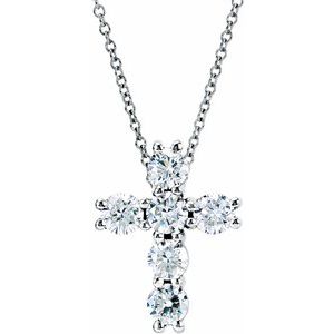 14K White 1/2 CTW Lab-Grown Diamond Cross 18 Necklace