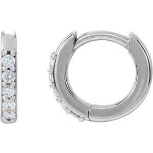 14K White .08 CTW Natural Diamond 10 mm Huggie Earrings