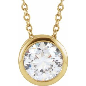 14K Yellow 1/2 CT Lab-Grown Diamond Solitaire 16-18 Necklace