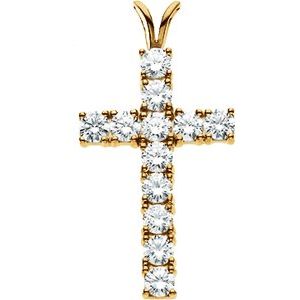 14K Yellow 1 1/4 CTW Lab-Grown Diamond Cross Pendant